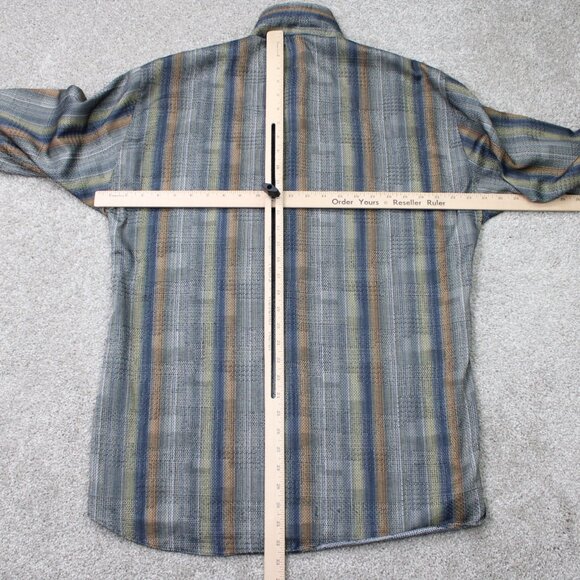 Haupt Shirt Mens 16 1/2, 41/42, Large Gray/Brown Striped Long Sleeve Button Up - Picture 9 of 12